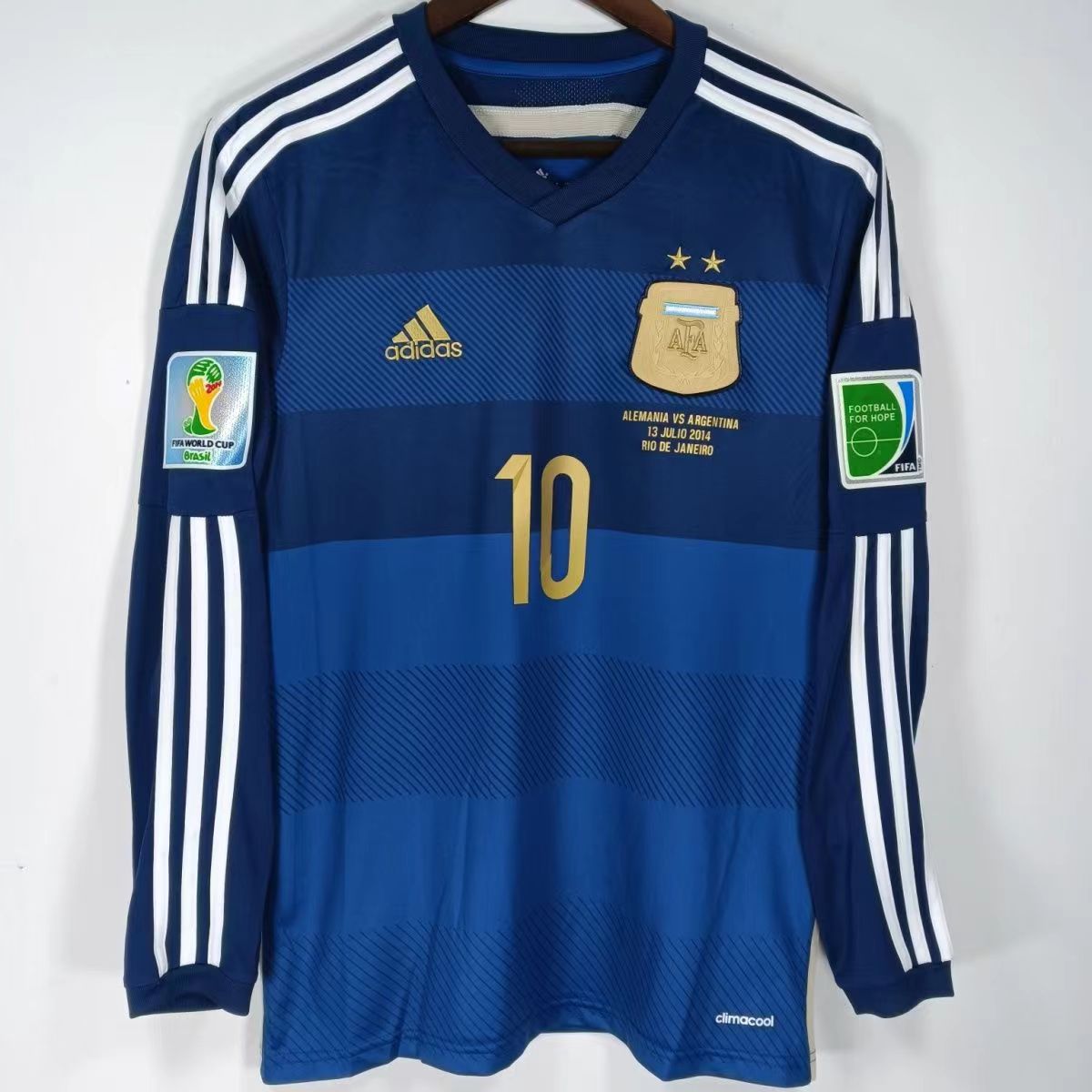 Retro 2014 Argentina Away Long Sleeve Jersey