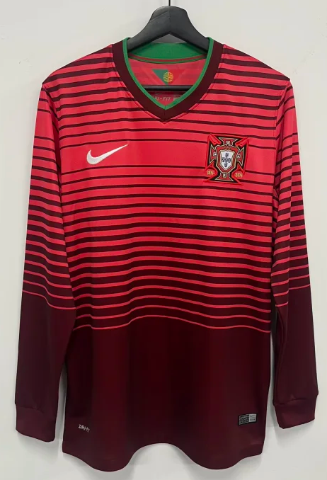 Retro 2014 Portugal Home Long Sleeve Soccer Jersey
